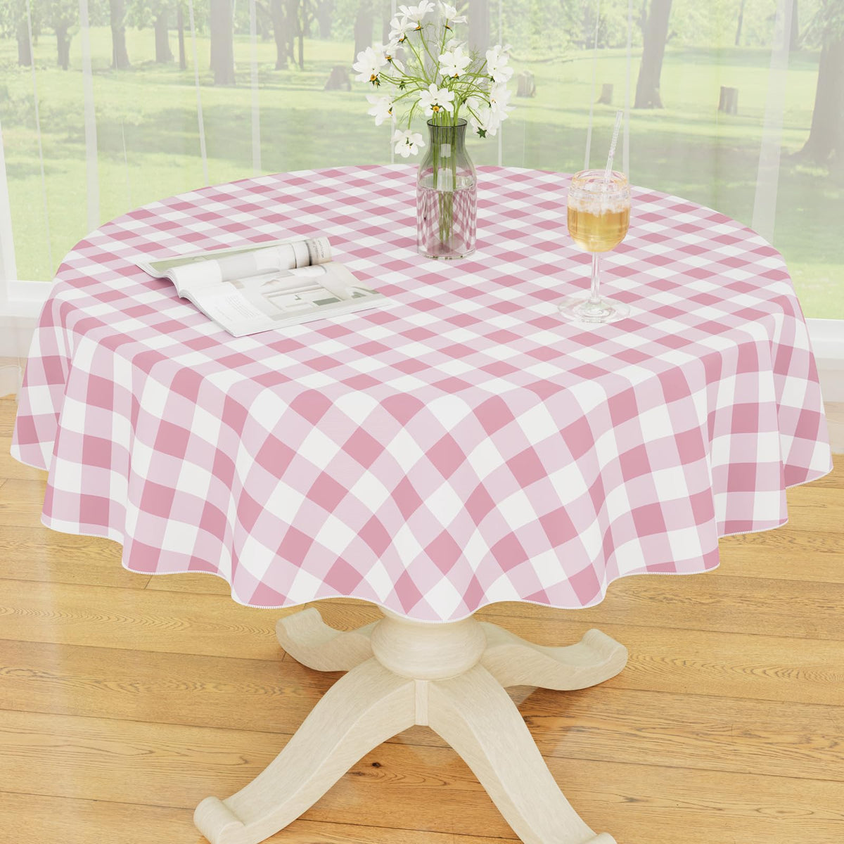 Smiry Fall Tablecloth, Flannel Backed Vinyl Table Cloth, 60"x84"