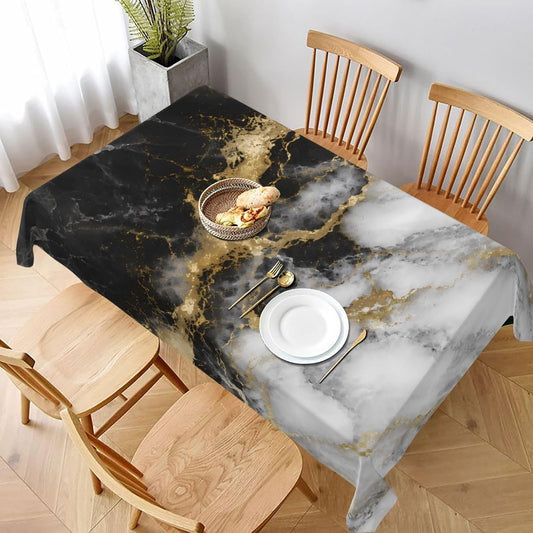 Worltoldb Marble Print Tablecloths Polyester Table Cloth for Kitchen Dinning Table Modern Washable Table Cover for Parties Wedding Picnic