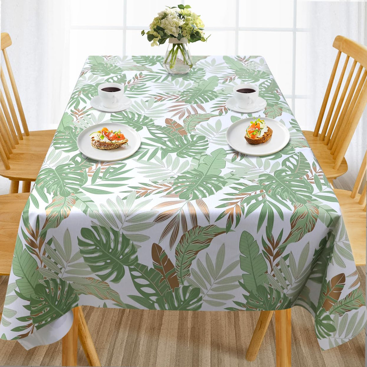 AIRCOWRIE Waterproof Rectangle Vinyl Tablecloths 108x54 Inch