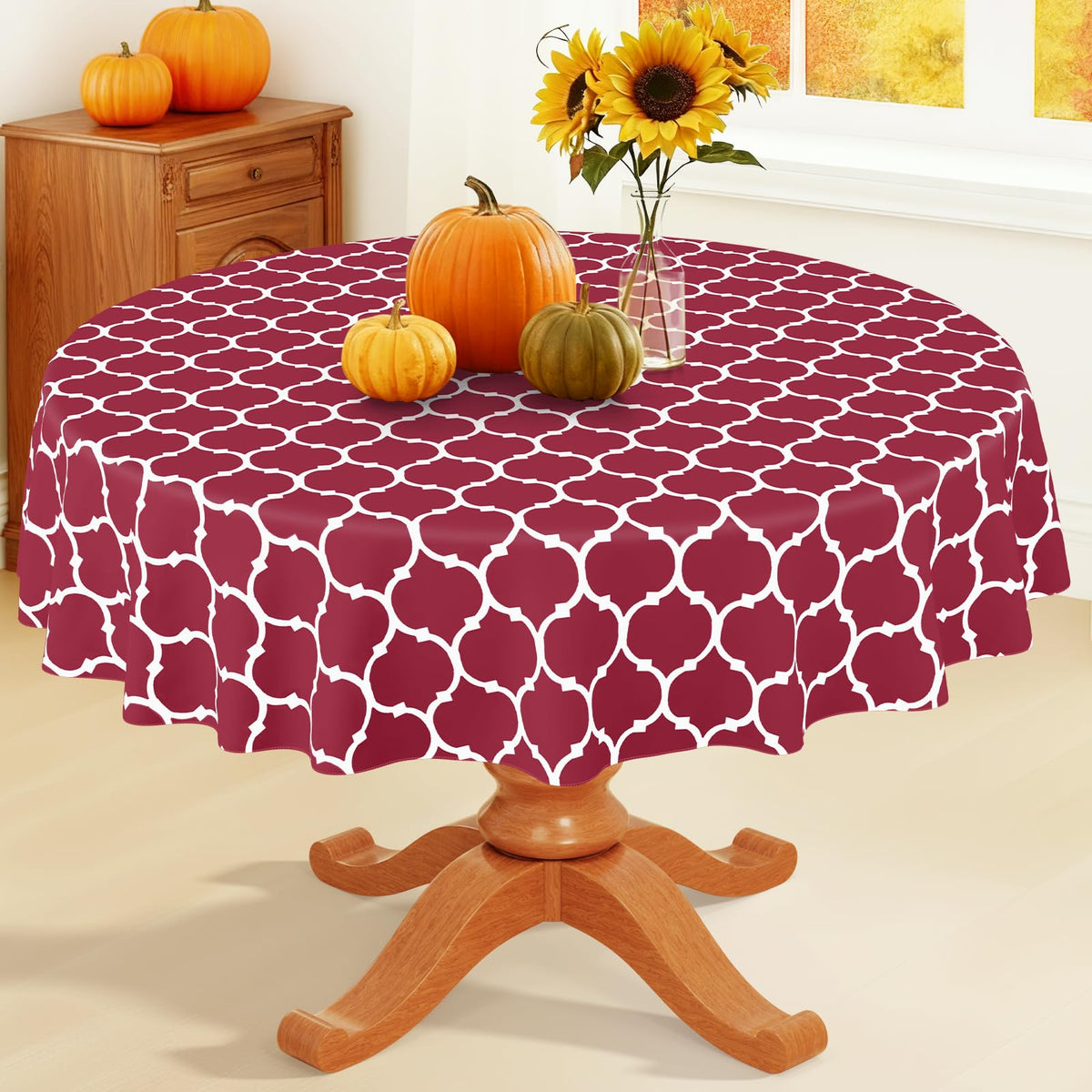Smiry Rectangle Table Cloth, Flannel Backed Vinyl Tablecloth, 60"x84"