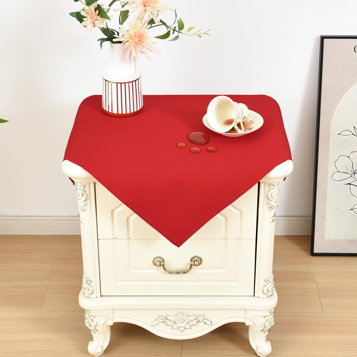 Wolkemer Oval Tablecloth 60 x 84 Inches Faux Linen Water Resistant