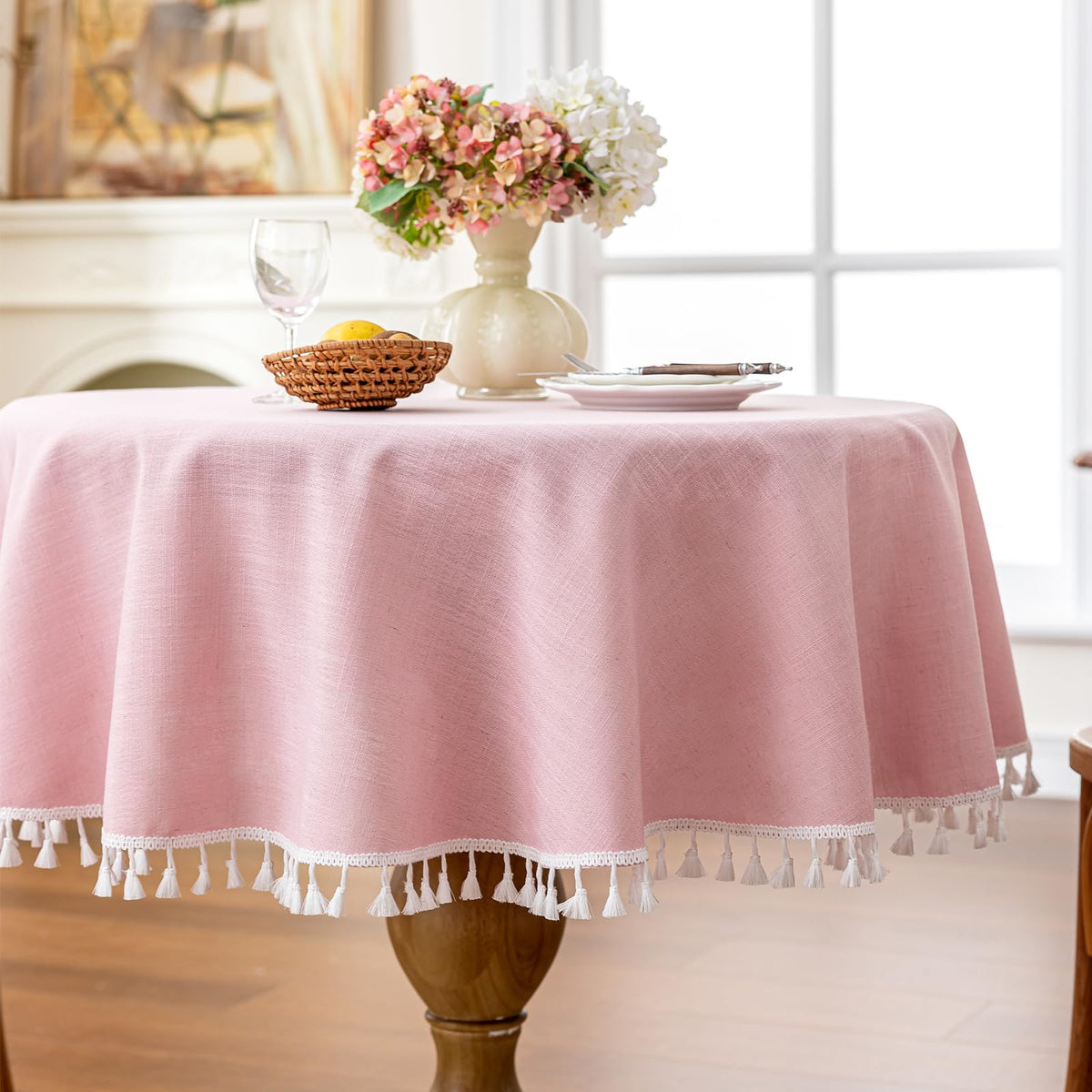 JIALE Ivory Tablecloths Rectangular 55 x 75 Inch, Linen Look