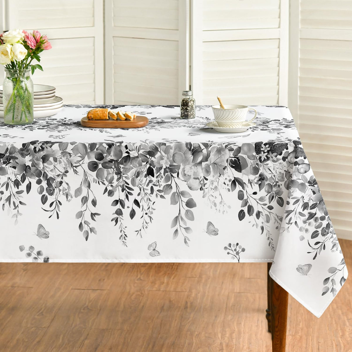 Horaldaily Spring Tablecloth 60 x 84 Inch Rectangular Eucalyptus Floral