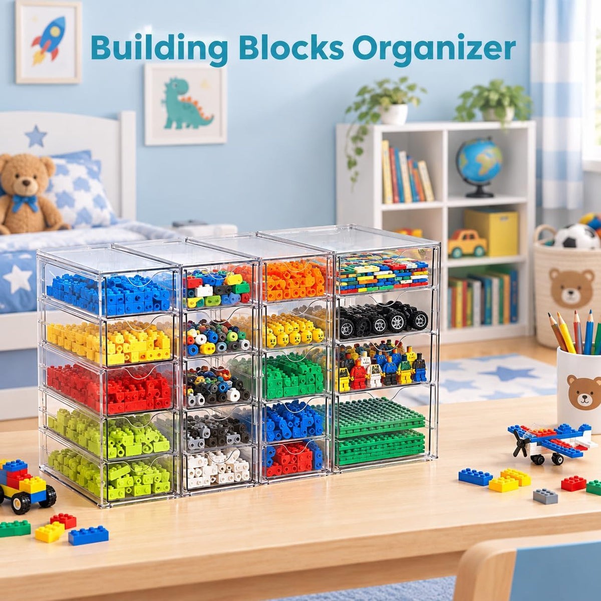 Vtopmart 4 Set Acrylic Desk Organizer with 16 Drawers for Office, Makeup