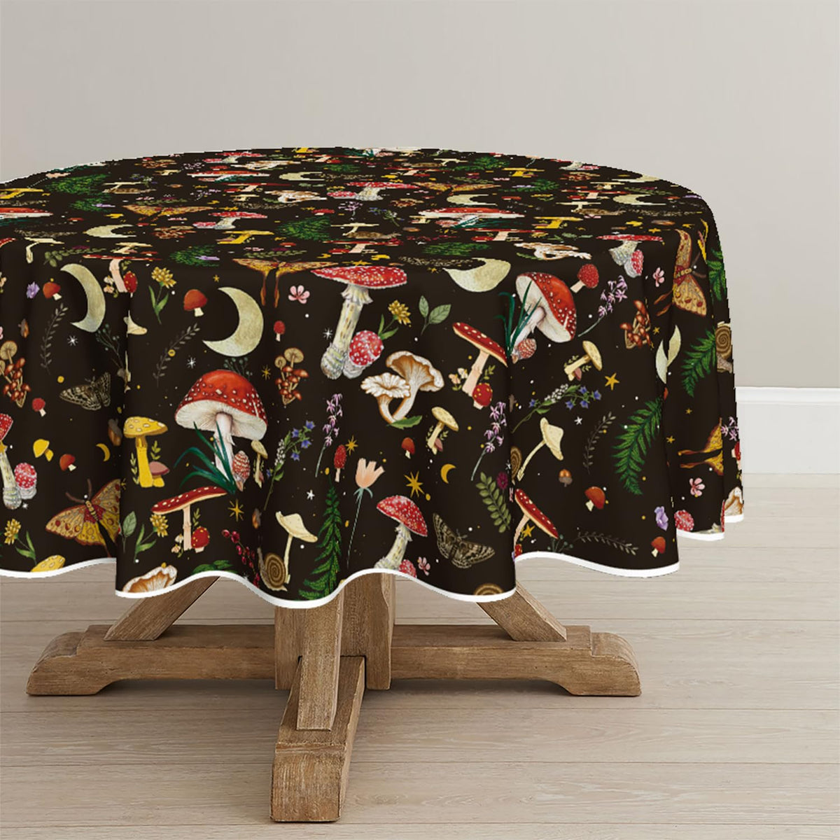 Horaldaily Vintage Mushroom Tablecloth, White, 60x84 Inch Rectangular
