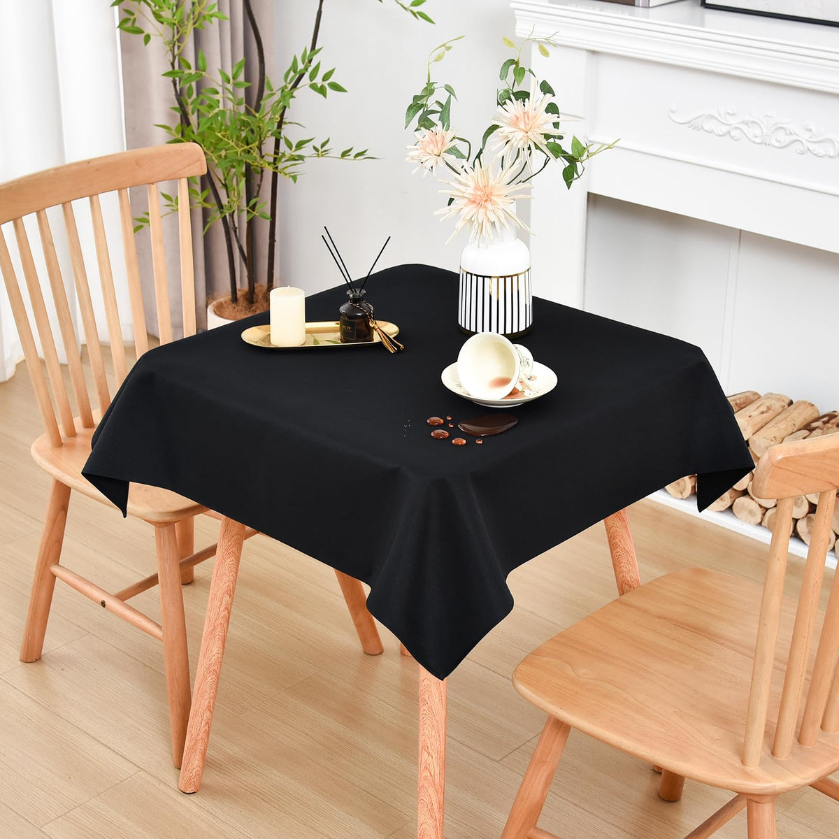 Wolkemer Oval Tablecloth 60 x 84 Inches Faux Linen Water Resistant