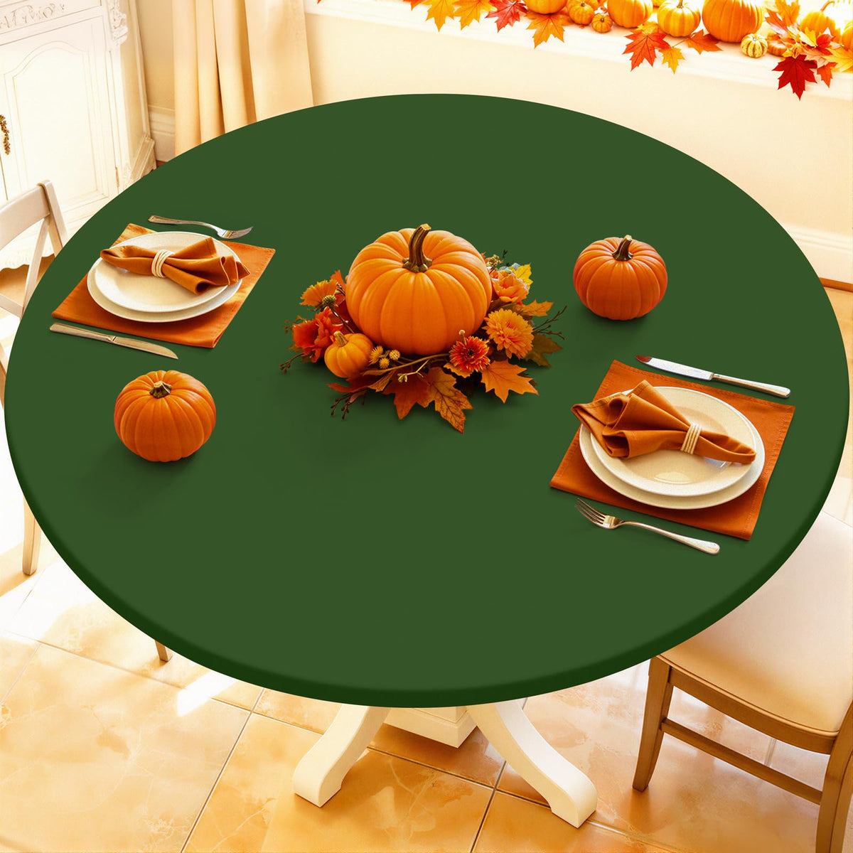 Moosfor Spandex Round Tablecloth, Fitted Table Cloth for 45"-56" Tables