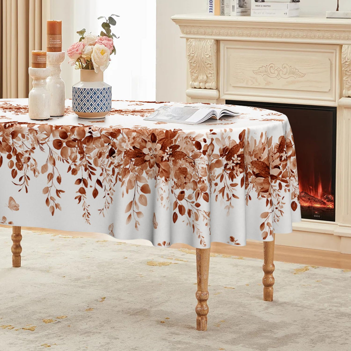 Horaldaily Spring Tablecloth 60 x 84 Inch Rectangular Eucalyptus Floral