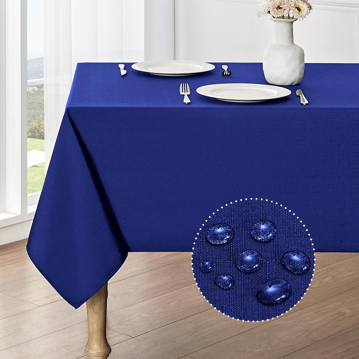 Veblandy Faux Linen Rectangle Tablecloth Waterproof 52x70 inch Table Cloth Stain and Wrinkle Resistant Washable, Decorative Fabric Table Cover for Dining, Kitchen, Wedding and Parties, Coffee