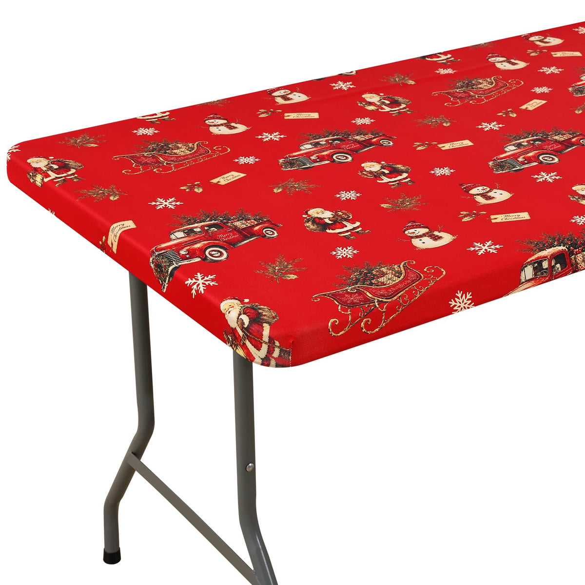 Smiry Spandex Printed 6FT Rectangle Table Cloth, Elastic Fitted Table Cover