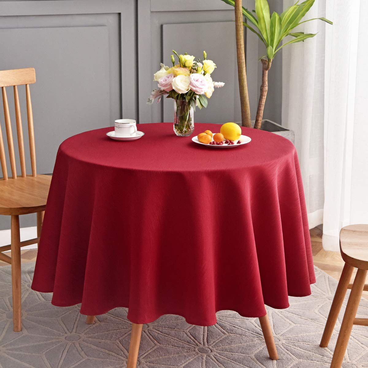 maxmill Jacquard Table Cloth Swirl Pattern Spillproof Wrinkle Resistant Heavy Weight Soft Tablecloth for Kitchen Dinning Tabletop Decoration Outdoor Picnic Rectangle 52 x 70 Inch Navy Blue