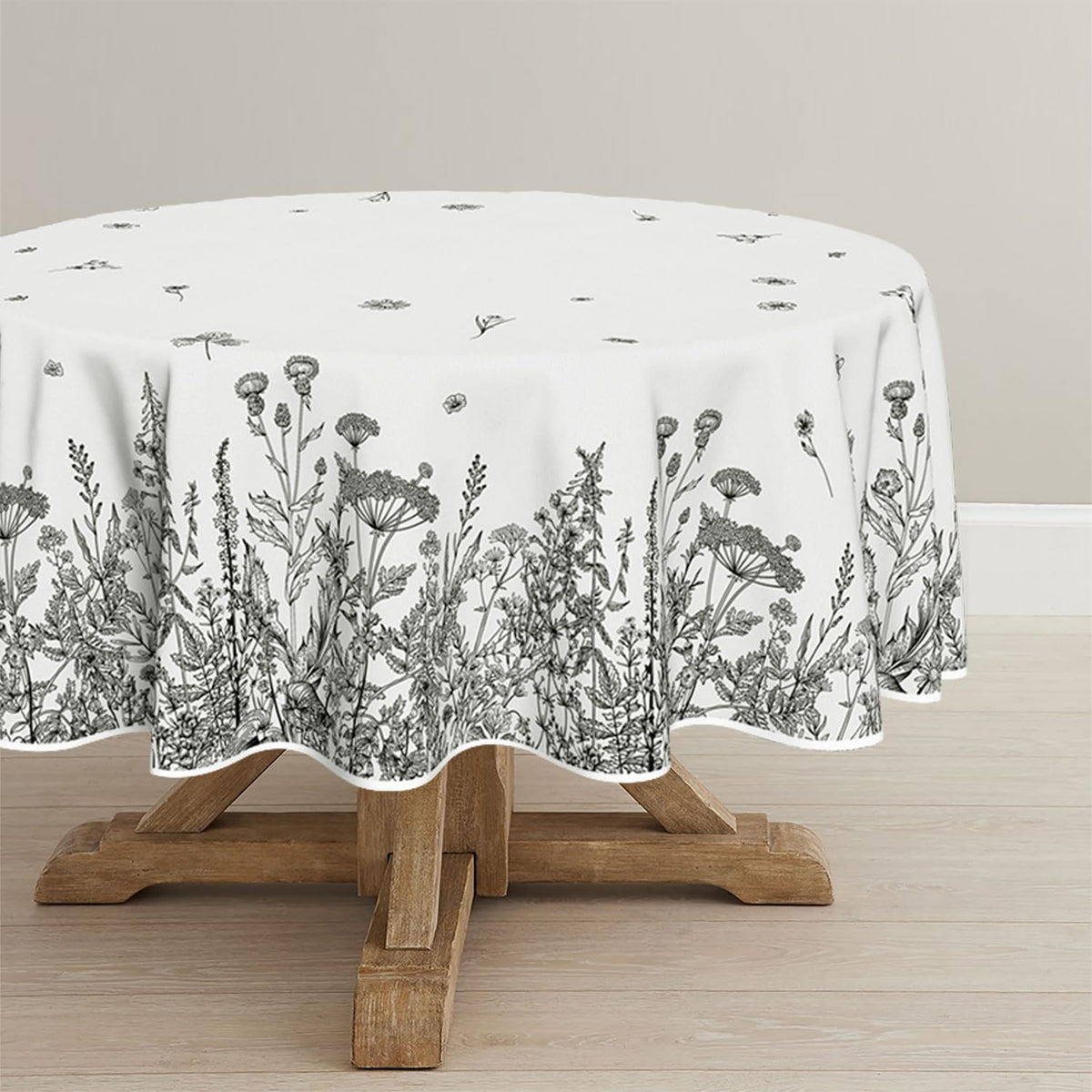 Horaldaily Spring Tablecloth 60 x 84 Inch Rectangular Black Wild Flower