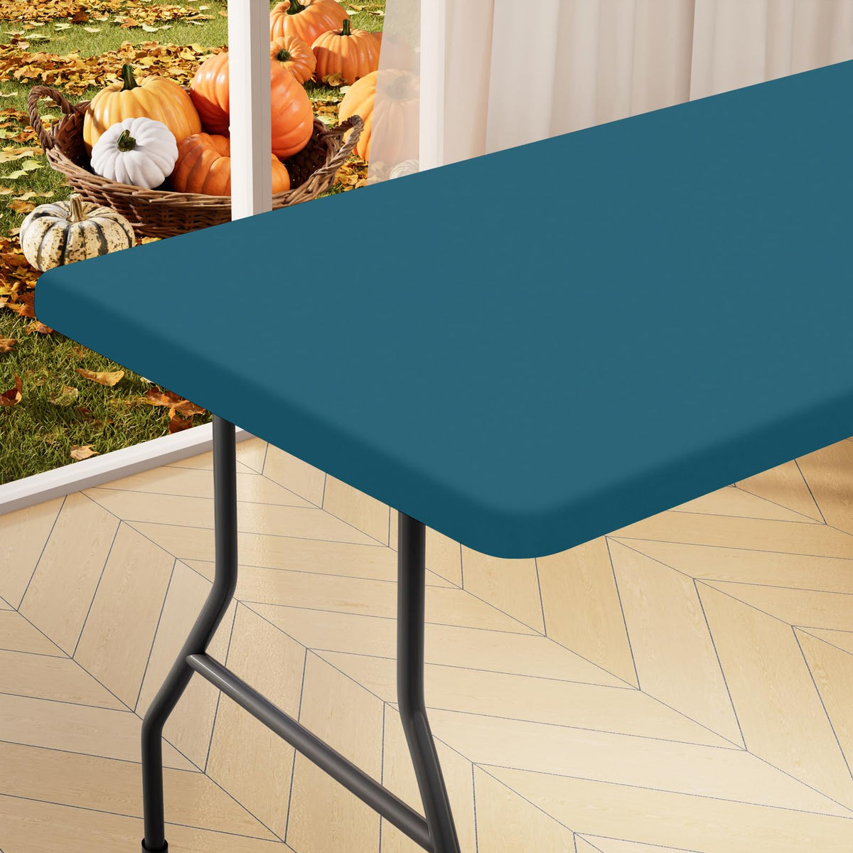 homing Rectangle Table Cloth Cover 6 Foot Black Elastic Fitted Tablecloth
