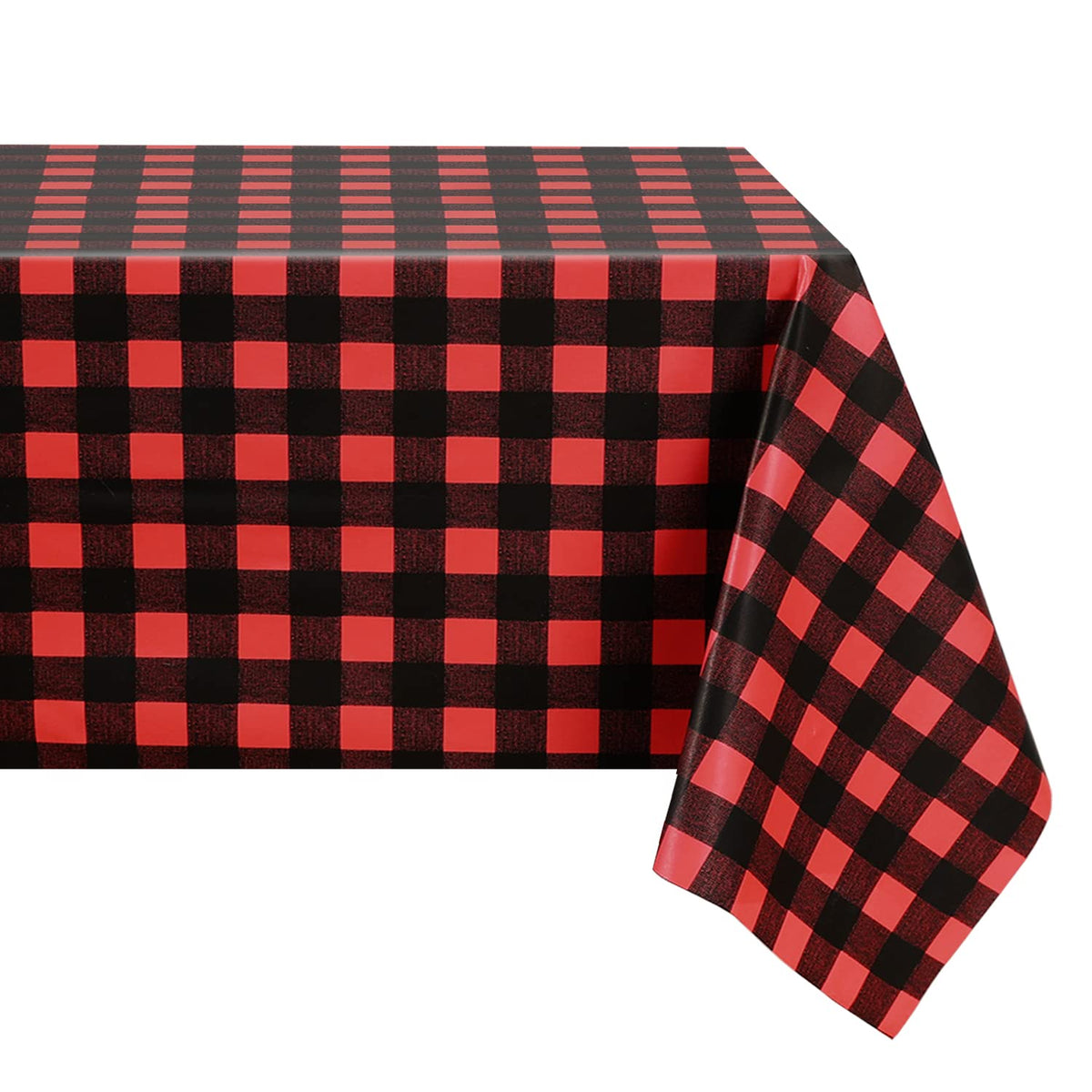 Romanstile Gingham Vinyl Tablecloth, Rectangle 54 x 78, Light Blue