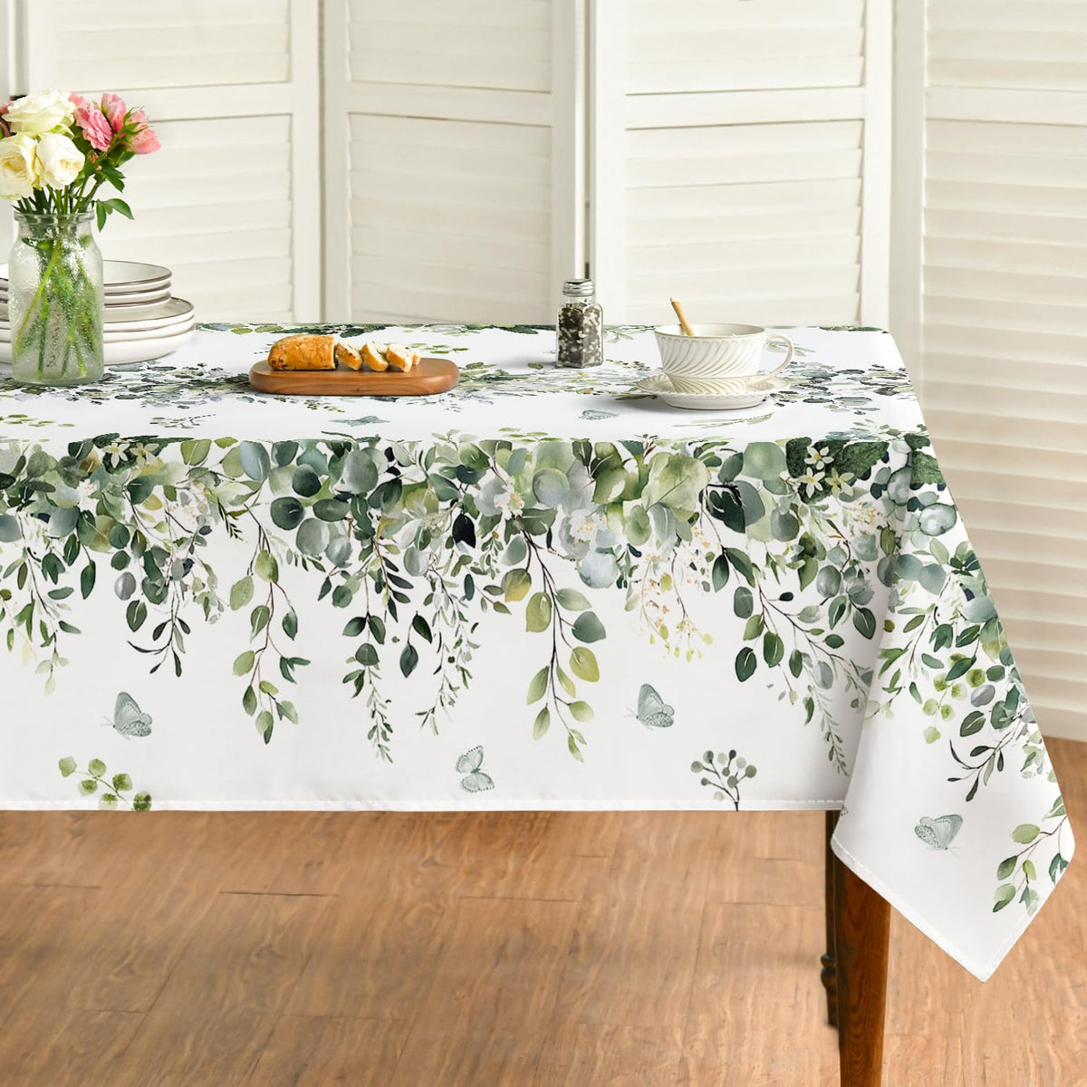 Horaldaily Spring Tablecloth 60 x 84 Inch Rectangular Eucalyptus Floral