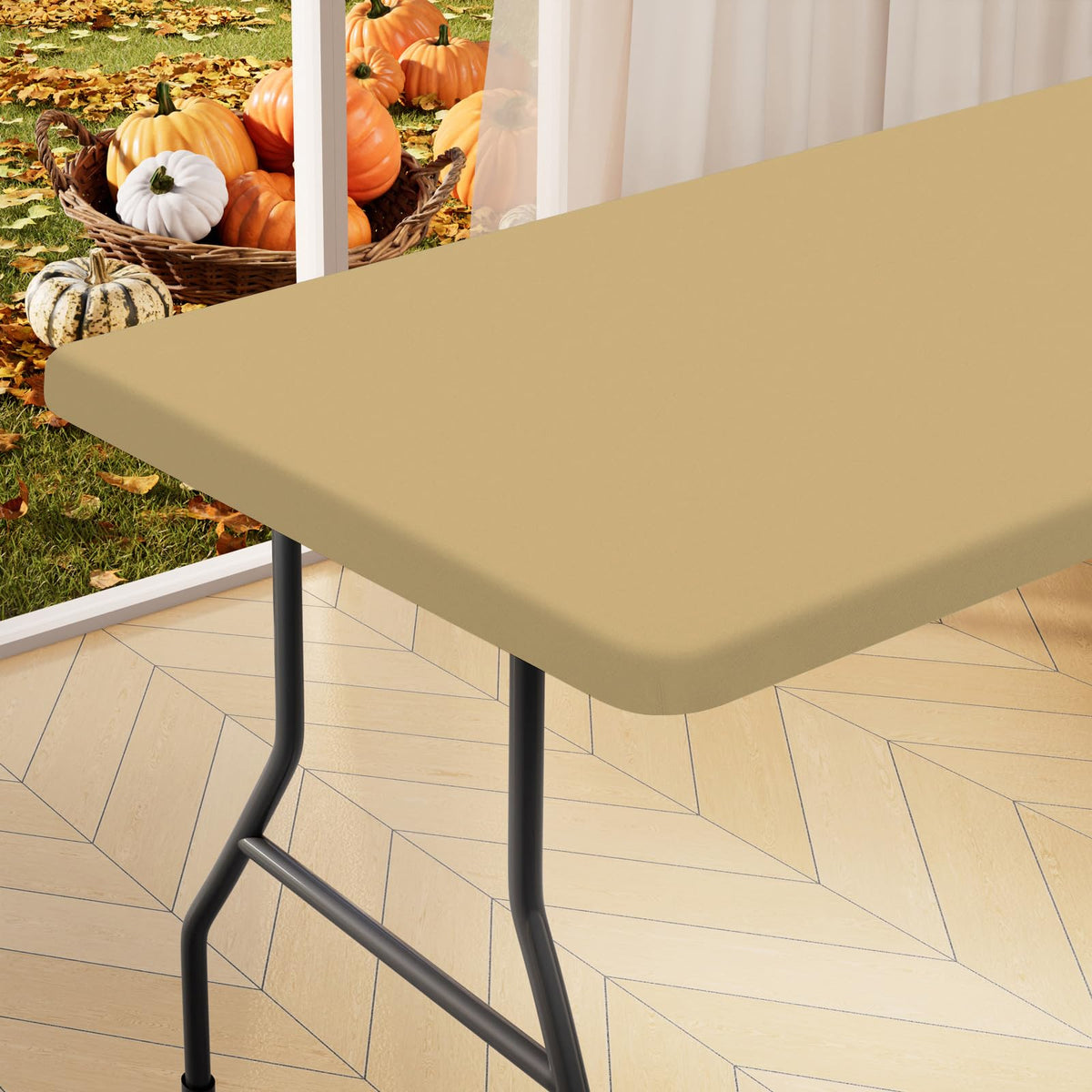 homing Rectangle Table Cloth Cover 6 Foot Black Elastic Fitted Tablecloth