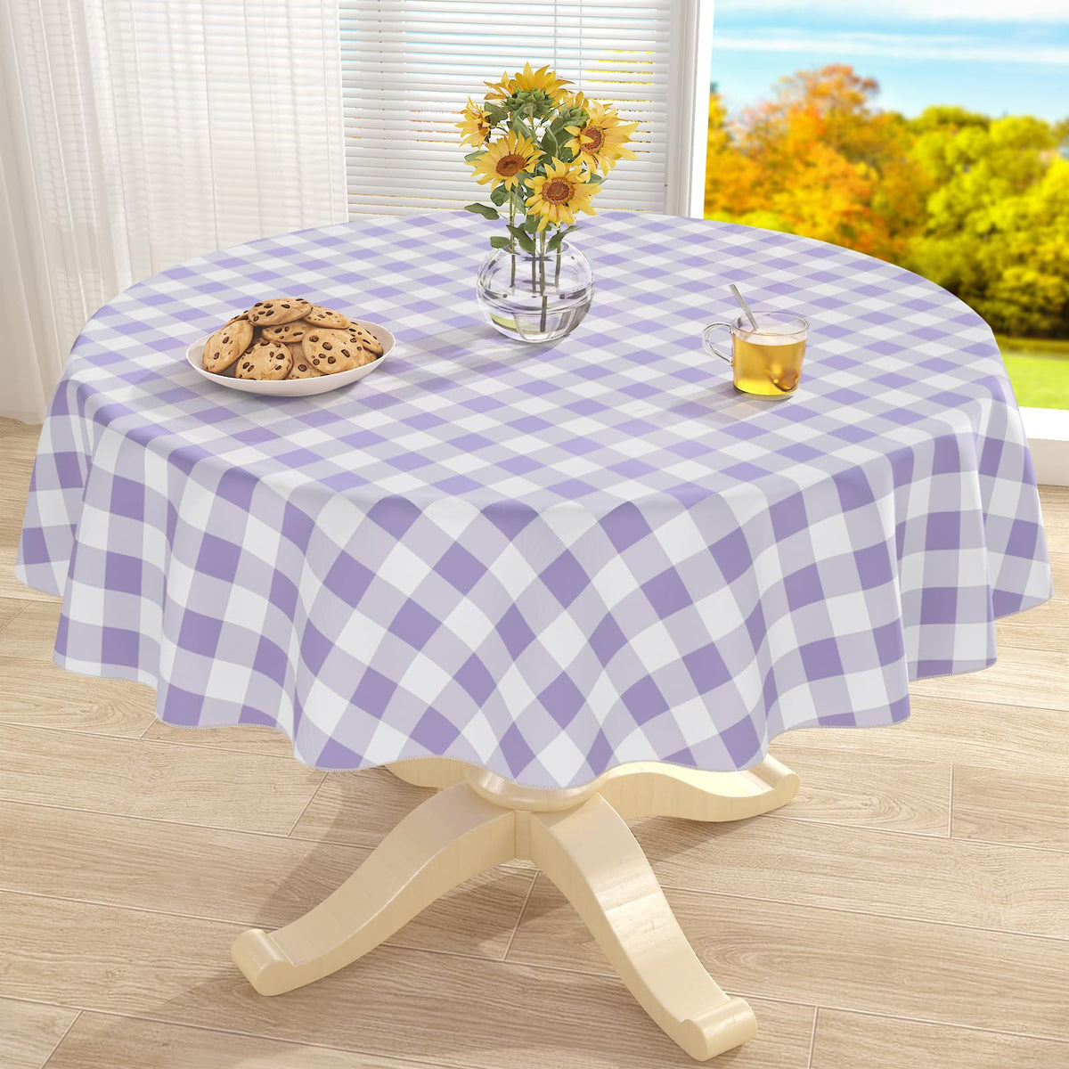 misaya Rectangular Waterproof Vinyl Table Cloth, Flannel Backed Tablecloth