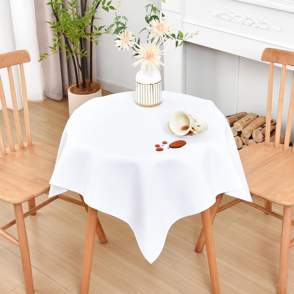 Wolkemer Oval Tablecloth 60 x 84 Inches Faux Linen Water Resistant