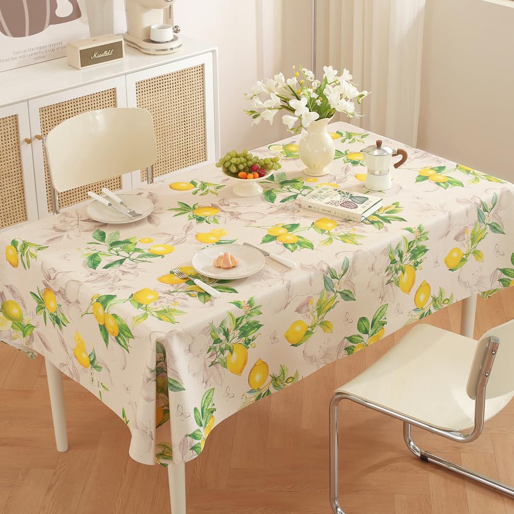 TruDelve Heavy Duty Vinyl Table Cloth Plastic Table Cloth for Kitchen Dining Table Wipeable PVC Waterproof Tablecloth for Rectangle Table(54"x72",Geometry)