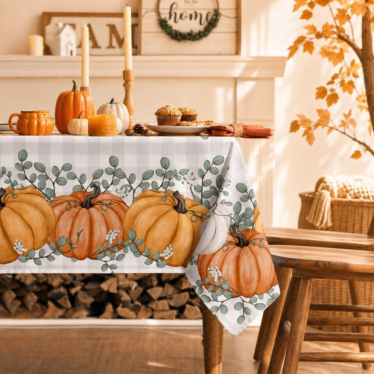 Horaldaily Fall Tablecloth 52 x 70 Inch Rectangular Thanksgiving