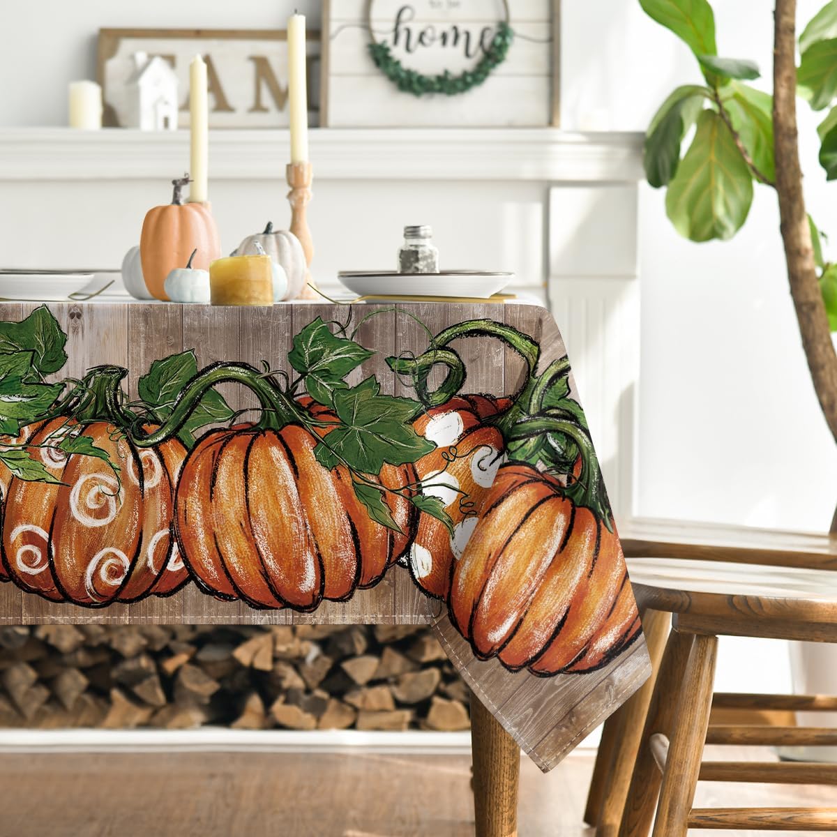 Horaldaily Fall Tablecloth 60 x 60 Inch Square Thanksgiving Pot