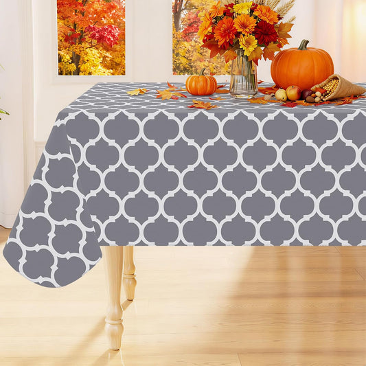 Smiry Rectangle Table Cloth, Flannel Backed Vinyl Tablecloth, 60"x84"