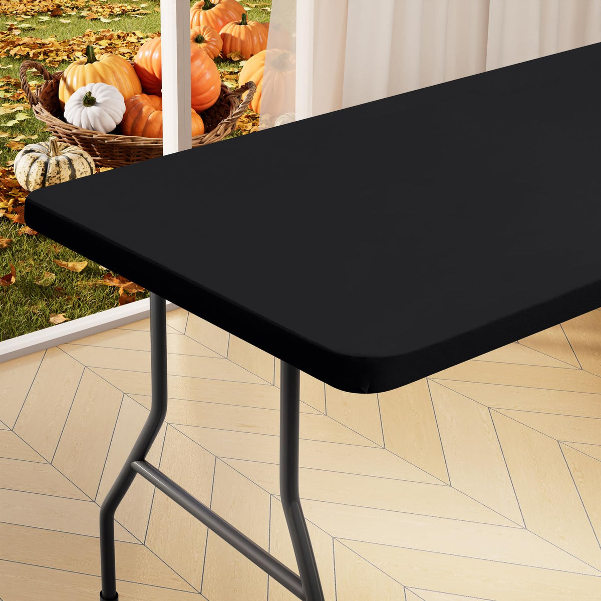 homing Rectangle Table Cloth Cover 6 Foot Black Elastic Fitted Tablecloth