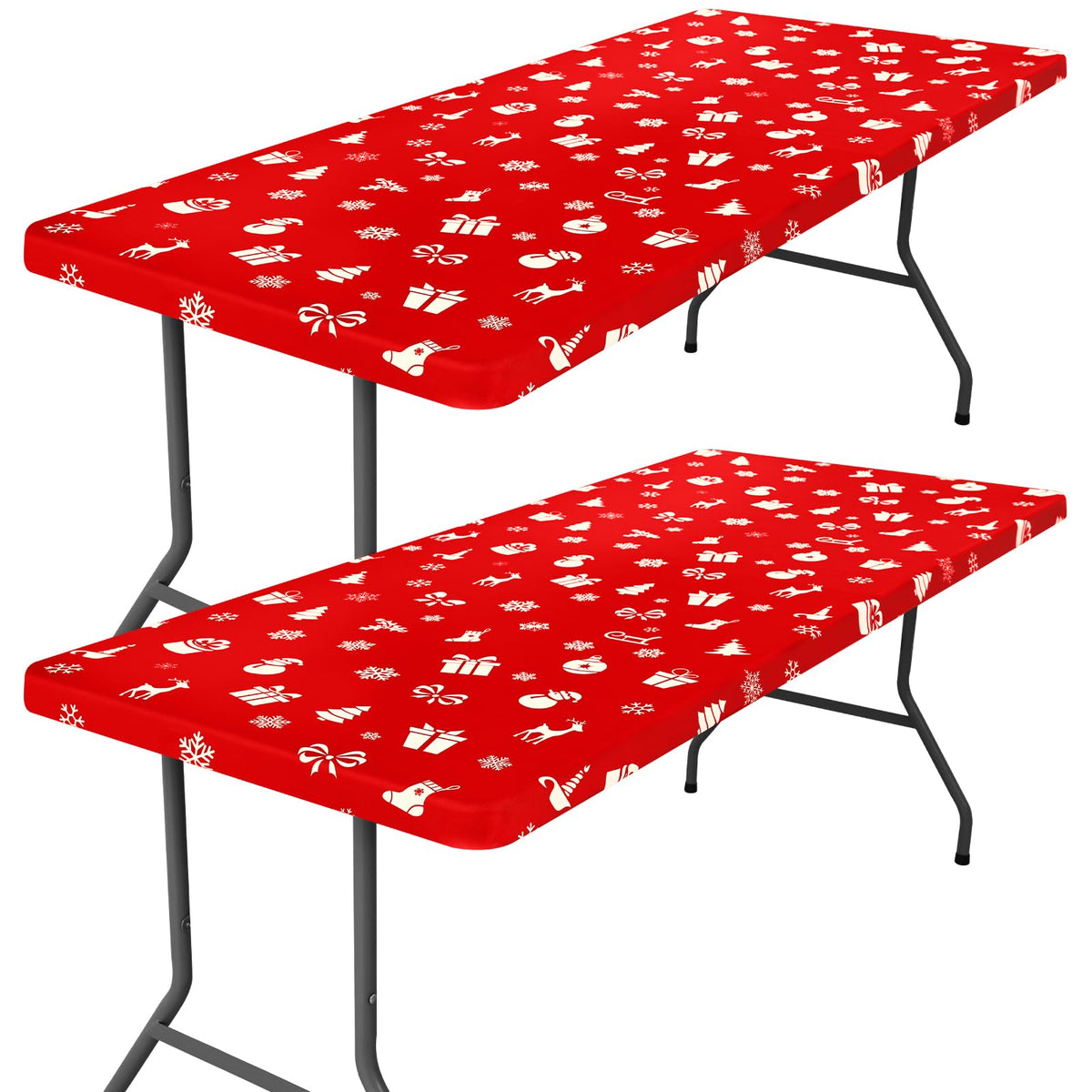 Moosfor 2 Pack Rectangle Spandex Fitted Table Cloth, 4FT Elastic Tablecloth