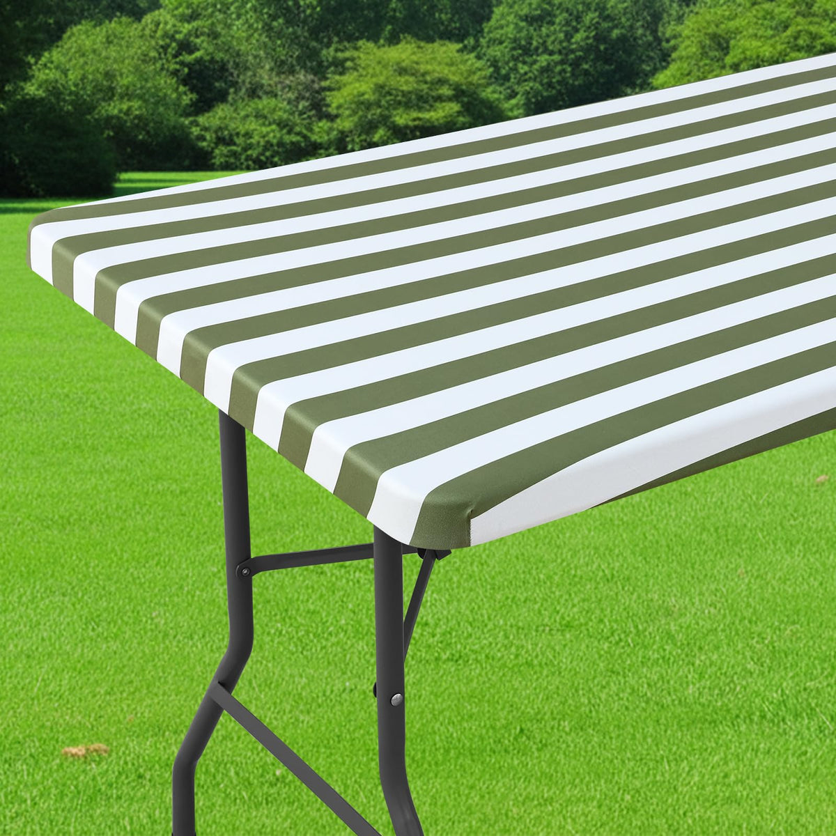 Smiry Spandex Printed 6FT Rectangle Table Cloth, Elastic Fitted Table Cover