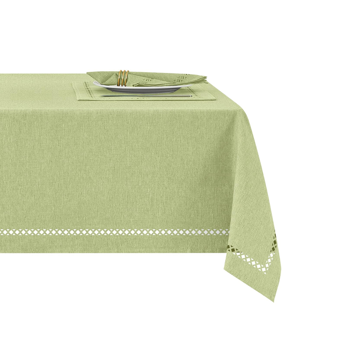 Flaxen 52x70 Rectangle Polyester Linen Farmhouse Tablecloth