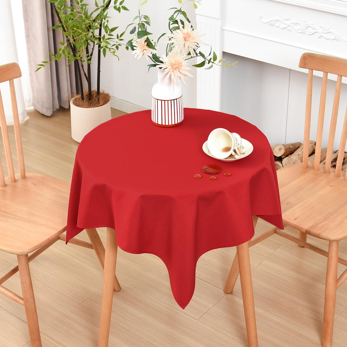 Wolkemer Oval Tablecloth 60 x 84 Inches Faux Linen Water Resistant
