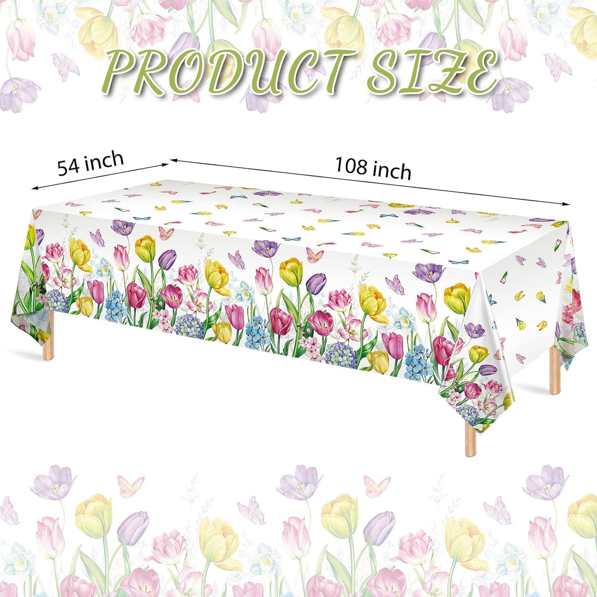 Boyiee 3Pcs Spring Floral Tablecloth Plastic Flower TableCover, Fresh Style