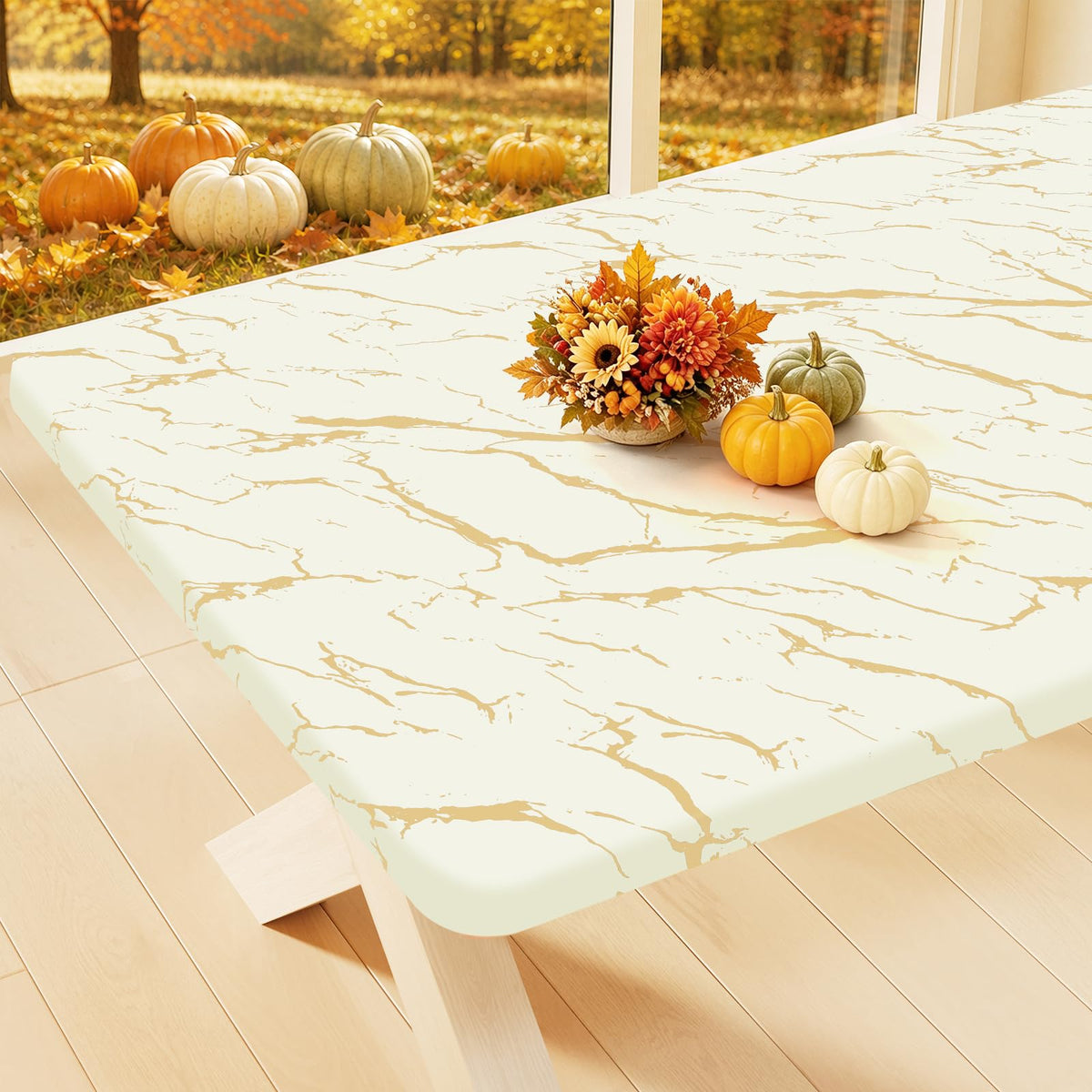 Smiry Rectangle Table Cloth, Waterproof Plastic Table Cover for 6FT Tables