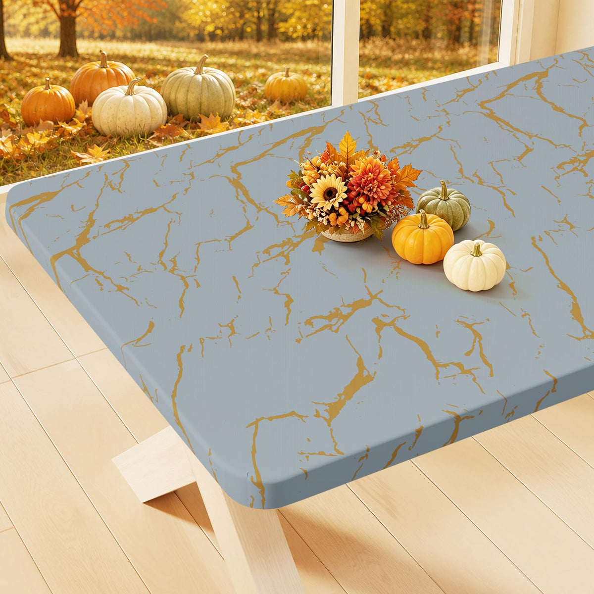 Smiry Rectangle Table Cloth, Waterproof Plastic Table Cover for 6FT Tables