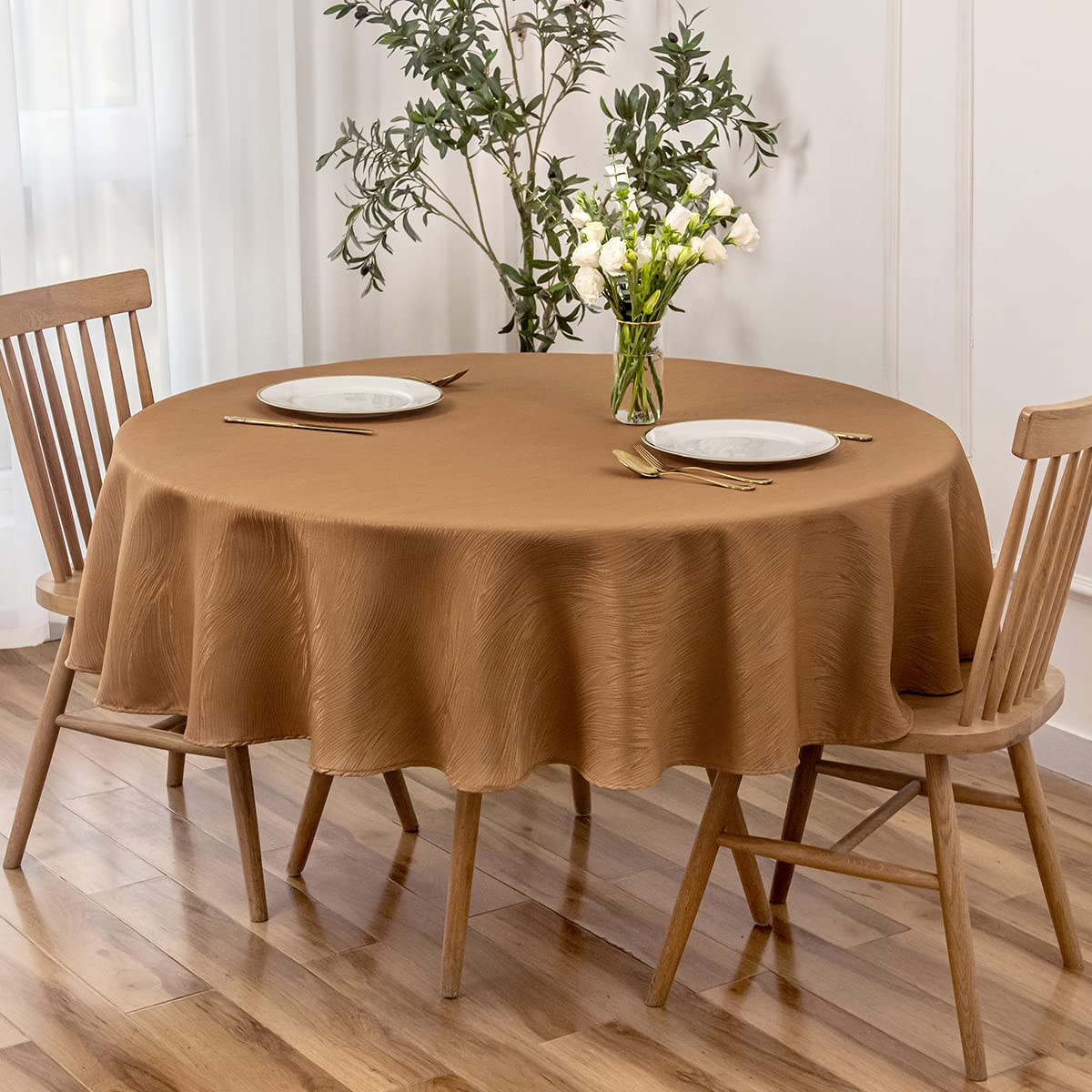 maxmill Jacquard Table Cloth Swirl Pattern Spillproof Wrinkle Resistant Heavy Weight Soft Tablecloth for Kitchen Dinning Tabletop Decoration Outdoor Picnic Rectangle 52 x 70 Inch Navy Blue