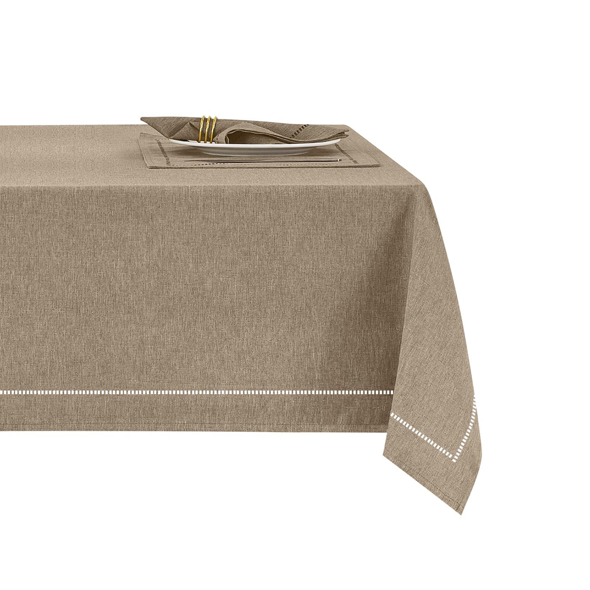 Flaxen 52x70 Rectangle Polyester Linen Farmhouse Tablecloth