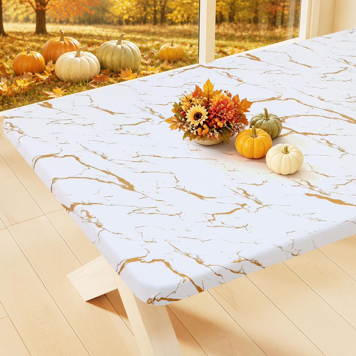 Smiry Rectangle Table Cloth, Waterproof Plastic Table Cover for 6FT Tables