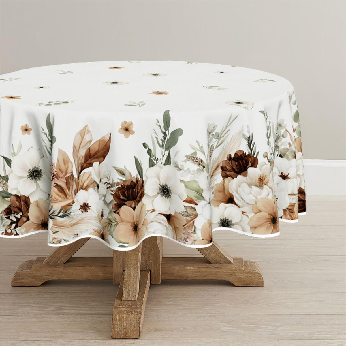 Horaldaily Tablecloth 60×84 Inch Rectangle, Peony Poppy Flower Brown