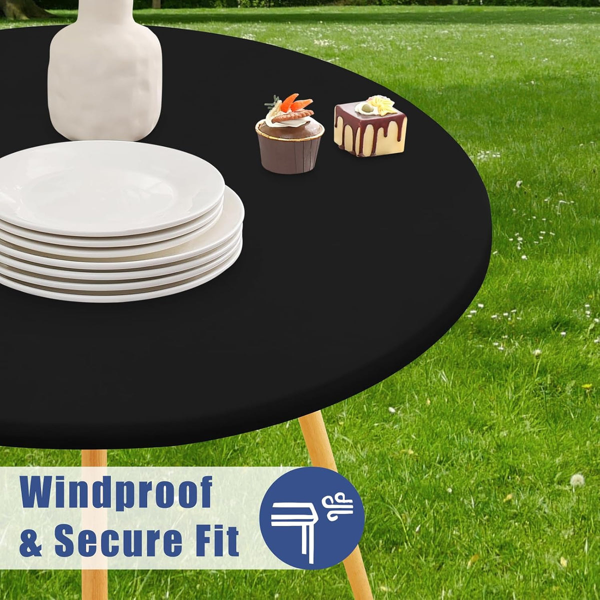 Moosfor Spandex Round Tablecloth, Fitted Table Cloth for 45"-56" Tables