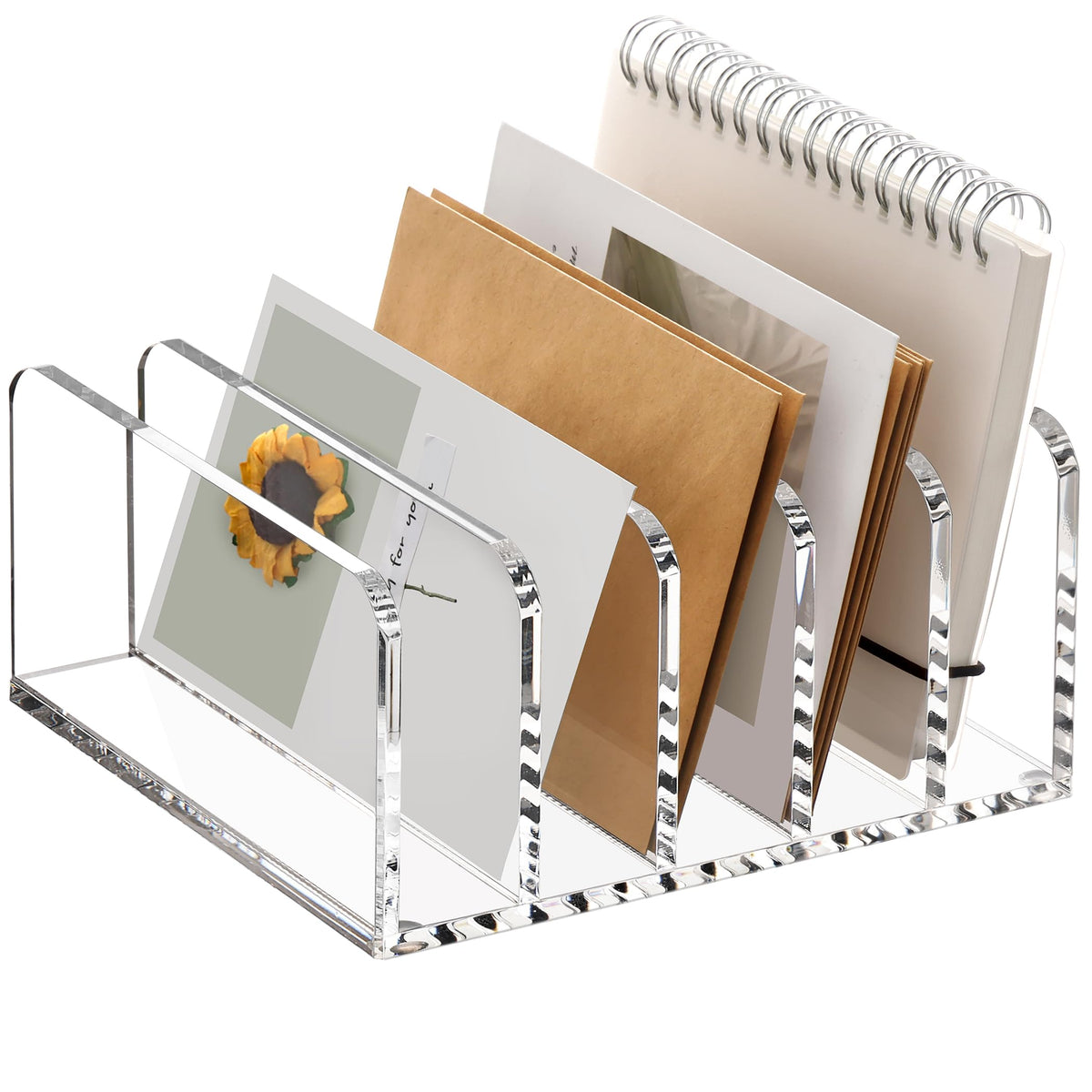 SANRUI Acrylic Mail Sorter Desktop Organizer Holder, 2 Compartments Clear