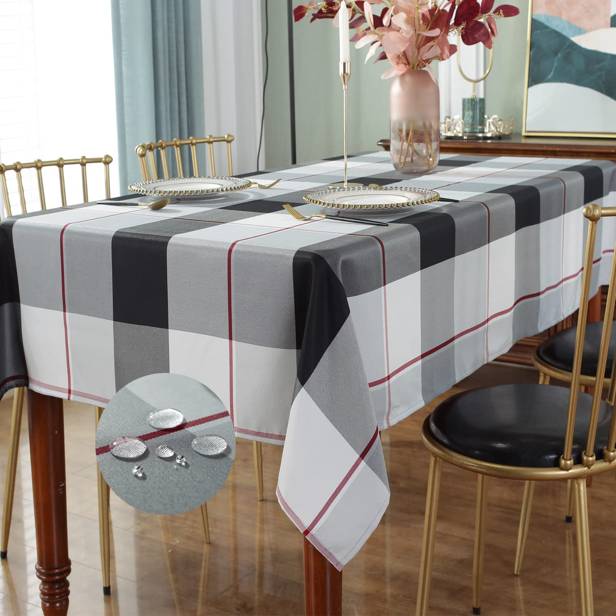 SASTYBALE Rectangle Tablecloth 52 x 70 Inch, Red, Checkered Table Cloths
