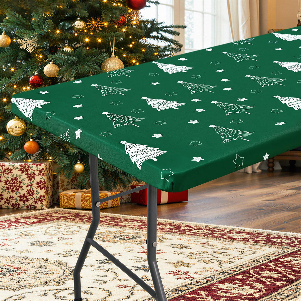homing Rectangle Table Cloth Cover 6 Foot Black Elastic Fitted Tablecloth