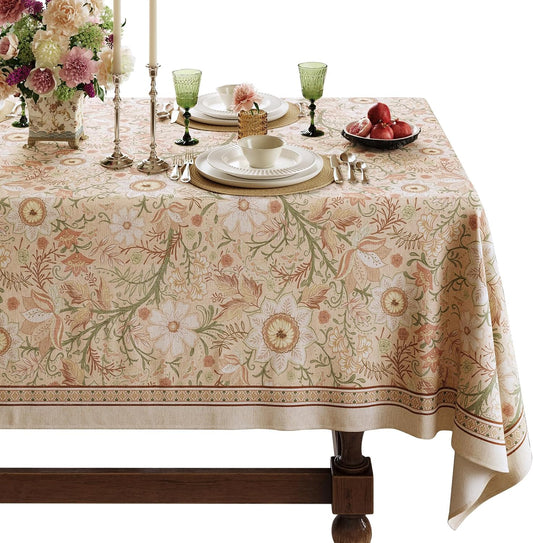 Designer Linen Tablecloth Rectangular, 67" x 118", Dahlia