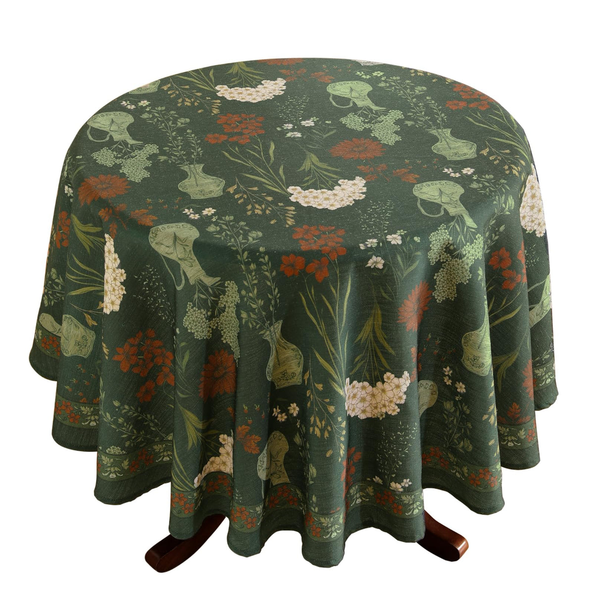 ISAENNE Designer Vintage Small Square Floral Tablecloth,55"x55"