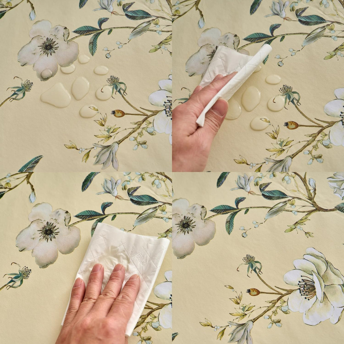 Pioggia Vinyl Tablecloth with Flannel Backing - Waterproof, Oil-Proof, Easy to Clean -Plastic Table Cloth - Perfect for Dining Tables, Kitchen Tables, Parties (Beige Flower, 54×72 Inch Rectangular)
