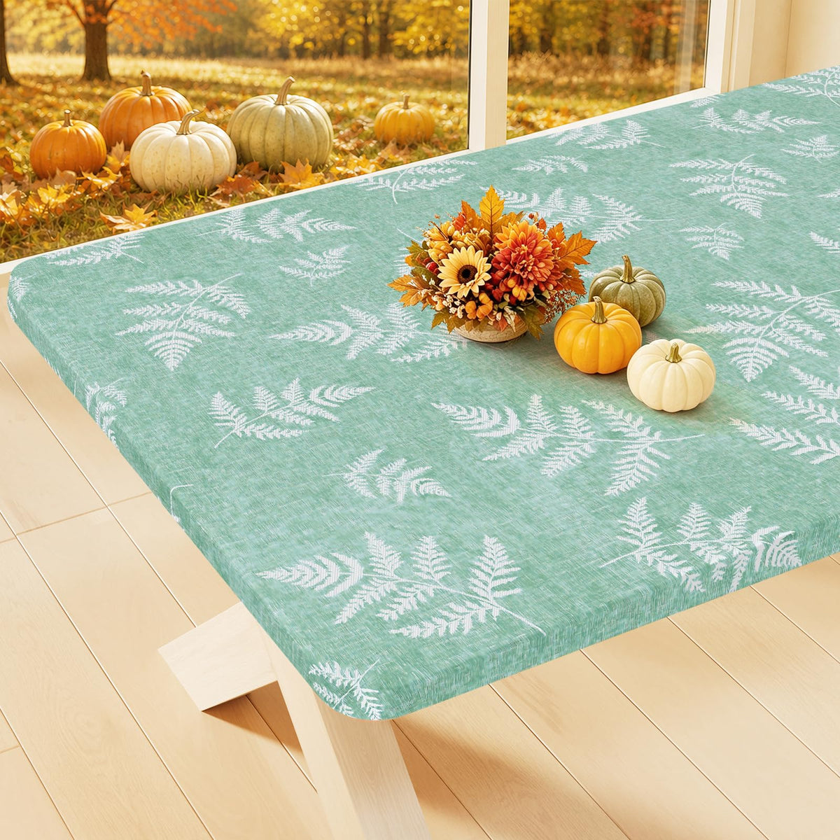 Smiry Rectangle Table Cloth, Waterproof Plastic Table Cover for 6FT Tables
