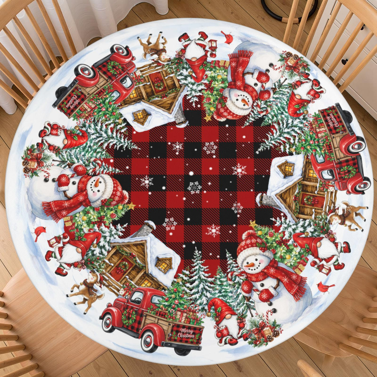 Halloween Polka Dot Round Fitted Tablecloth with Elastic Black Cat Ghost Pumpkin Bat Bowtie Whimsical Table Cloth Decorative Washable Spooky Cute Table Cover Outdoor Kitchen Dining for 44"-48" Table