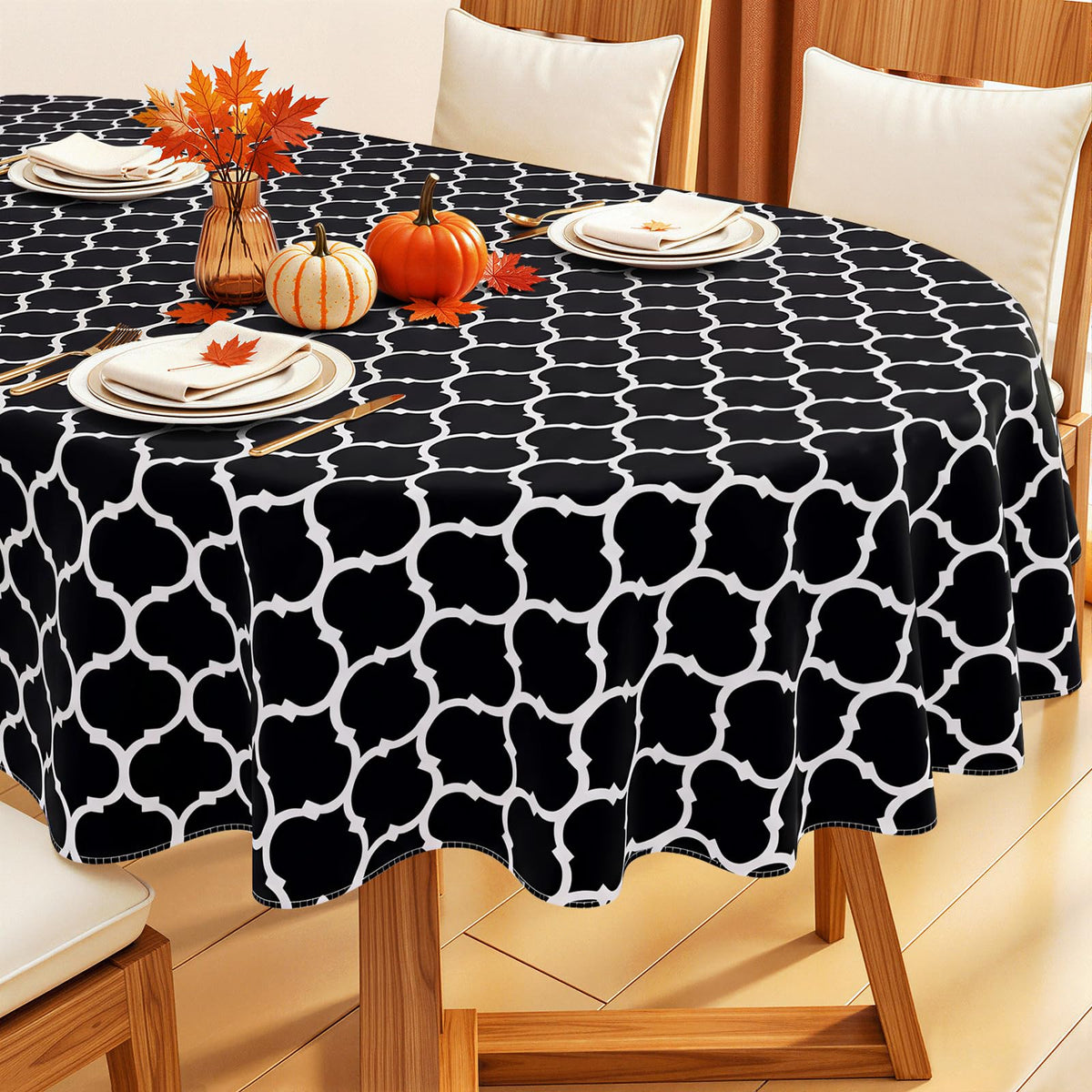 Smiry Rectangle Table Cloth, Flannel Backed Vinyl Tablecloth, 60"x84"