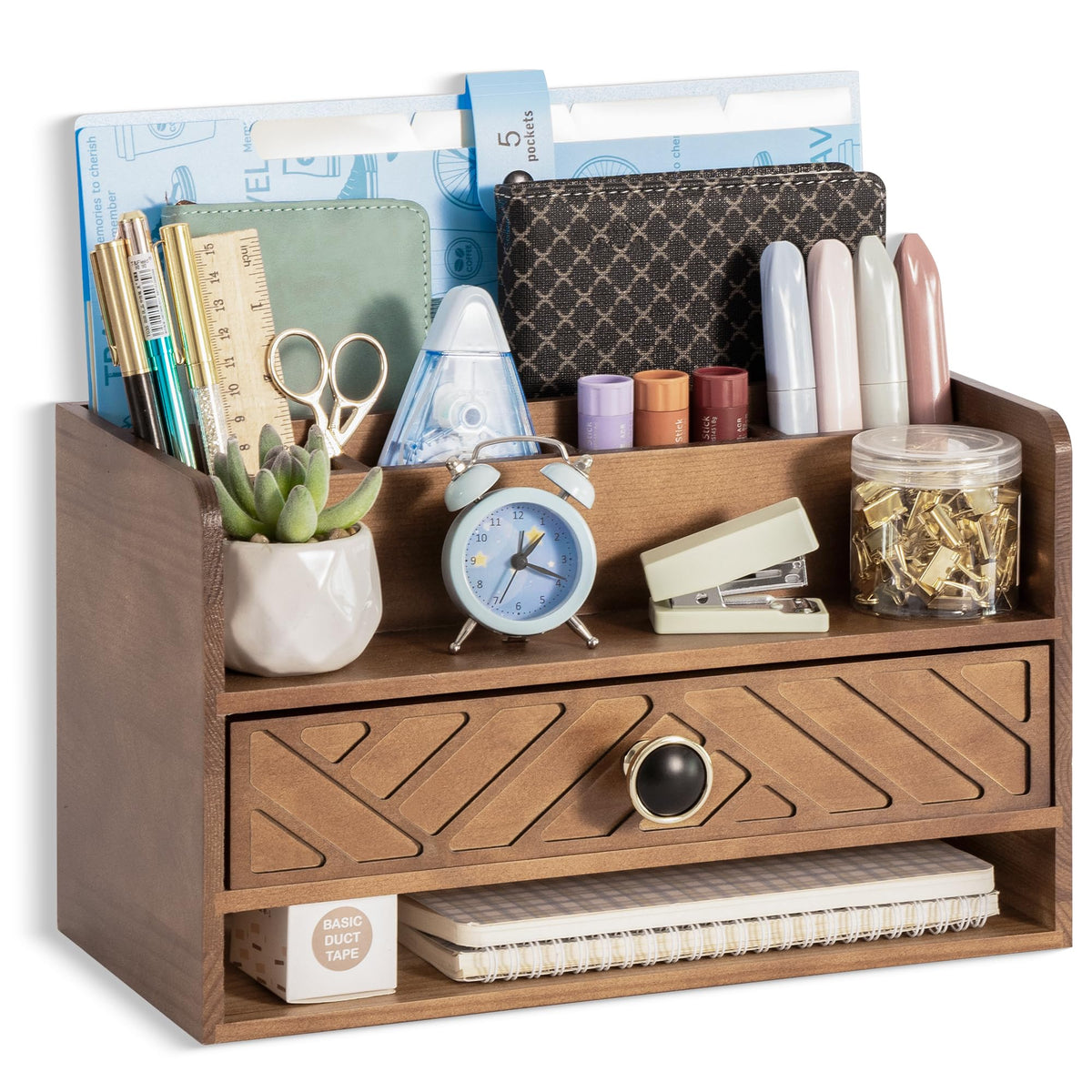 Desk Organizer with Drawer, Countertop Bill Mail Organizer and File Storage