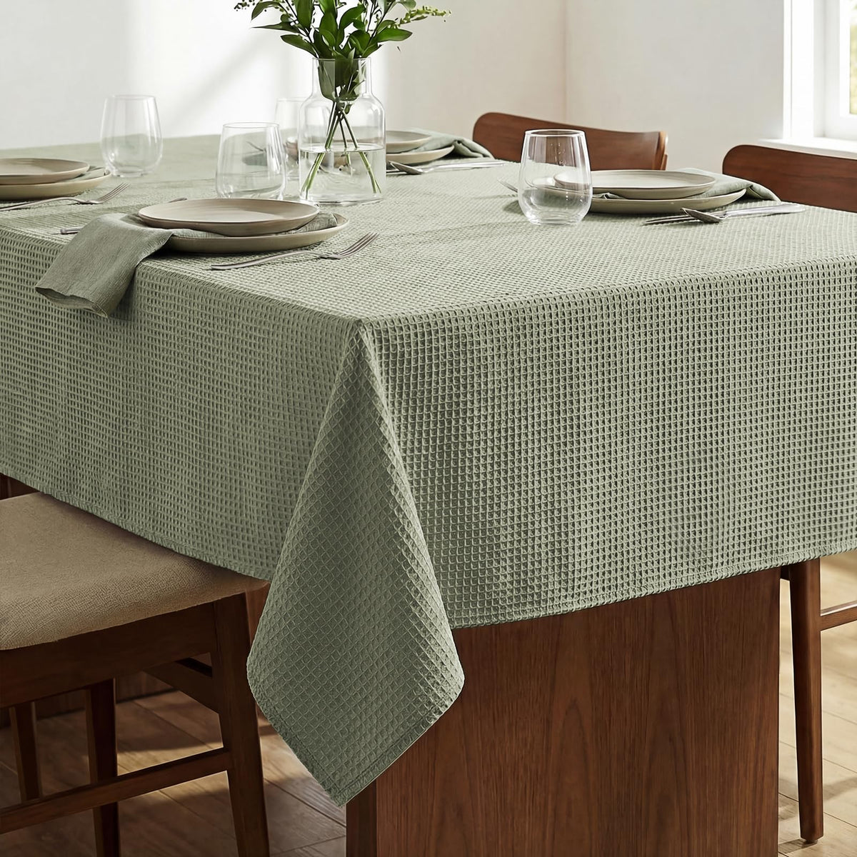 H.VERSAILTEX Rectangle Tablecloth Waffle Textured Waterproof Table Cloth Stain Resistant Wrinkle Free Washable Decorative Table Cover for Dining, Kitchen, Wedding and Parties (54x108 Inch,Taupe)